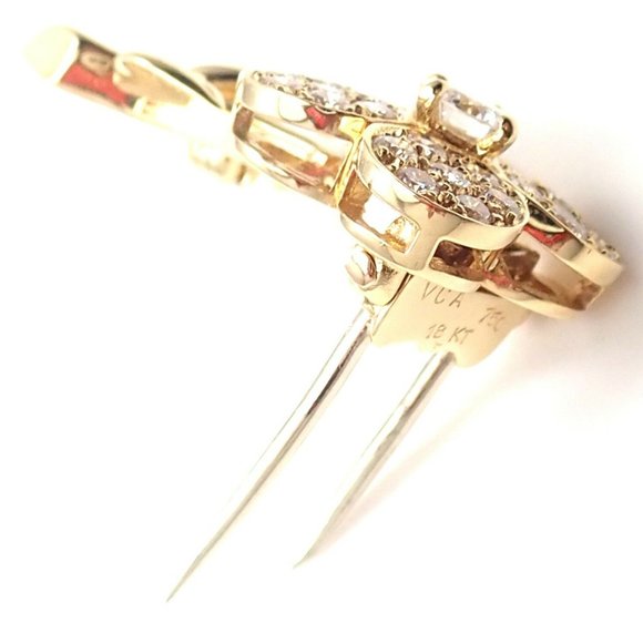 Rare! Authentic Van Cleef & Arpels Diamond 18k Yellow Gold Flower Pin Brooch - Picture 3 of 9